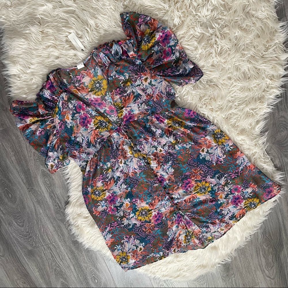 NWT ANTHRO AKEMI + KIN Valencia floral v neck dress - XL - Picture 2 of 8
